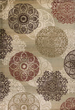 5' X 8' Sage Red And Black Floral Medallion Area Rug