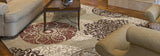 5' X 8' Sage Red And Black Floral Medallion Area Rug