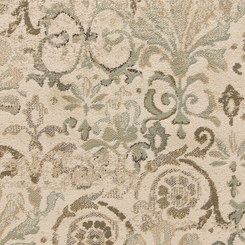 5' X 8' Ivory And Brown Floral Medallion Area Rug