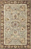 7' Gray Brown And Ivory Wool Floral Medallion Hand Tufted Runner Rug