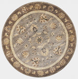 7' Gray Brown And Ivory Wool Floral Medallion Hand Tufted Runner Rug