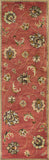 7' Sienna Gold And Green Wool Floral Vines Hand Tufted Runner Rug