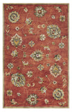 3' X 5' Sienna Gold And Green New Zealand Lambs Wool Floral Vines Hand Tufted Area Rug
