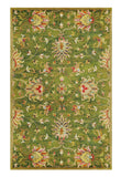 3' X 5' Green Red And Ivory New Zealand Lambs Wool Floral Medallion Hand Tufted Area Rug