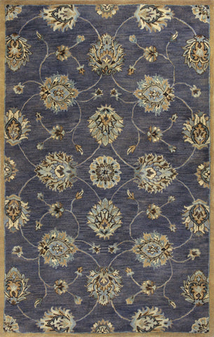 3' X 5' Dark Gray Green And Brown Wool Floral Hand Tufted Area Rug