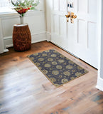 3' X 5' Dark Gray Green And Brown Wool Floral Hand Tufted Area Rug