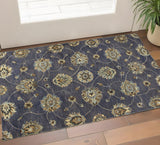 3' X 5' Dark Gray Green And Brown Wool Floral Hand Tufted Area Rug
