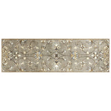 7' Gray Ivory And Brown New Zealand Lambs Wool Floral Hand Tufted Runner Rug