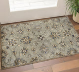 3' X 5' Gray Ivory And Brown Wool Floral Hand Tufted Area Rug