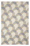 3' X 5' Ivory Gray And Cream Wool Geometric Area Rug