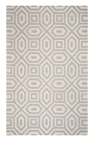 3' X 5' Gray And Tan Wool Geometric Hand Tufted Area Rug