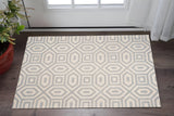 3' X 5' Gray And Tan Wool Geometric Hand Tufted Area Rug