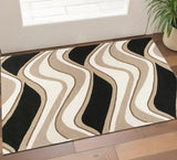 3' X 5' Beige And Black Wool Abstract Hand Tufted Area Rug