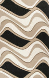 3' X 5' Beige And Black Wool Abstract Hand Tufted Area Rug