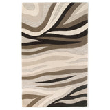 3' X 5' Beige Ivory And Black Wool Abstract Hand Tufted Area Rug