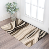 3' X 5' Beige Ivory And Black Wool Abstract Hand Tufted Area Rug