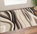 3' X 5' Beige Ivory And Black Wool Abstract Hand Tufted Area Rug