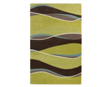 3' X 5' Lime Green Brown And Blue Wool Abstract Hand Tufted Area Rug