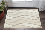 3' X 5' Ivory And Gray Wool Abstract Hand Tufted Area Rug