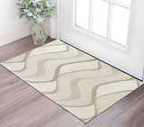 3' X 5' Ivory And Gray Wool Abstract Hand Tufted Area Rug