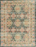 5' X 7' Brick Red Green And Brown Jute Southwestern Hand Woven Distressed Area Rug