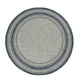 8' Blue And Gray Round Striped Indoor Outdoor Area Rug