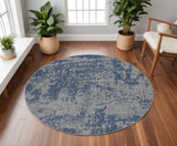 8' Gray Abstract Round Rug