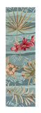 2' X 7' Seafoam Tropical Leaves Runner Rug