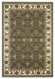 5' X 8' Green And Ivory Floral Area Rug