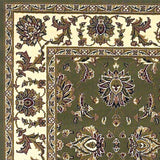 5' X 8' Green And Ivory Floral Area Rug