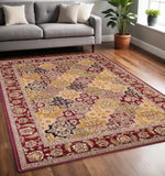 5' X 8' Red Orange And Black Quatrefoil Area Rug