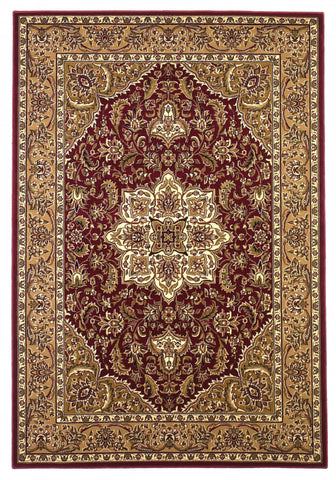5' X 8' Red And Beige Floral Medallion Area Rug