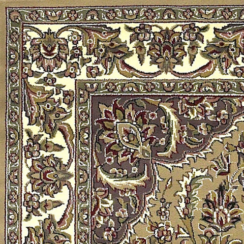 5' X 8' Beige And Ivory Floral Medallion Area Rug