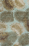 3' X 5' Aqua And Brown Wool Botanical Leaves Hand Tufted Area Rug
