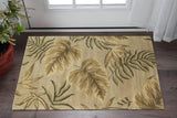 3' X 5' Sand And Beige Wool Botanical Leaves Hand Tufted Area Rug