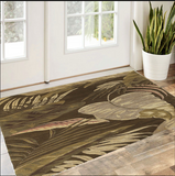 3' X 5' Brown And Beige Wool Botanical Leaves Hand Tufted Area Rug