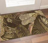 3' X 5' Brown And Beige Wool Botanical Leaves Hand Tufted Area Rug