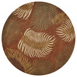 3' X 5' Rust Orange And Green Wool Botanical Leaves Hand Tufted Area Rug