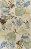 3' X 5' Ivory And Blue Wool Botanical Leaves Hand Tufted Area Rug