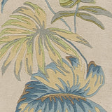 3' X 5' Ivory And Blue Wool Botanical Leaves Hand Tufted Area Rug
