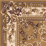 5' X 8' Beige Ivory And Brown Floral Medallion Area Rug