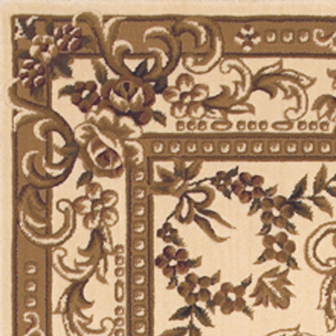 5' X 8' Beige And Brown Floral Medallion Area Rug