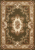 5' X 8' Green And Ivory Floral Medallion Area Rug