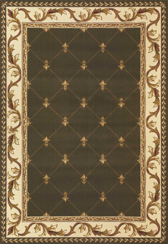 5' X 8' Green And Ivory Floral Vines Area Rug
