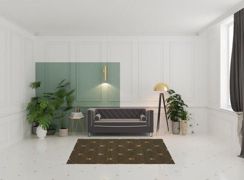 5' X 8' Green And Ivory Floral Vines Area Rug
