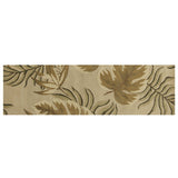 8' Sand And Beige Wool Botanical Leaves Hand Tufted Runner Rug