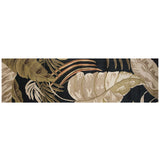 8' Black Beige And Brown Wool Botanical Leaves Hand Tufted Runner Rug