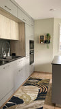 8' Black Beige And Brown Wool Botanical Leaves Hand Tufted Runner Rug