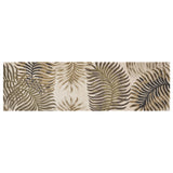 8' Beige Green And Brown Wool Botanical Leaves Hand Tufted Runner Rug