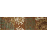 8' Rust Orange And Green Wool Botanical Leaves Hand Tufted Runner Rug